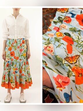 Cara Cara Floral fit and flare garden dew skirt XS